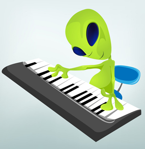 Un alieno che suona le tastiere